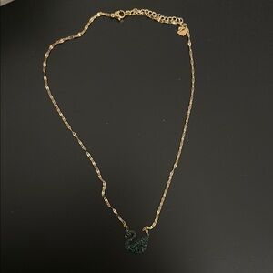 Gold Necklace with Black Swan Pendant